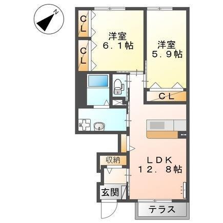 サテライト イリス(2LDK/1階)の間取り写真