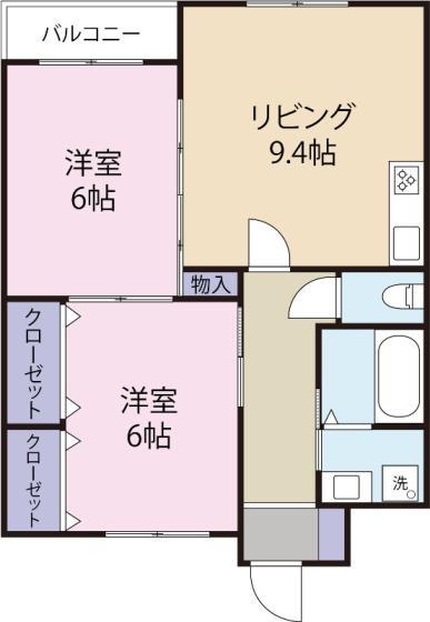 フォレストキューブ(2DK/3階)の間取り写真