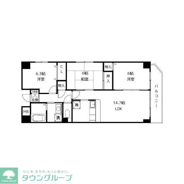 サンスカイ(3LDK/8階)の間取り写真