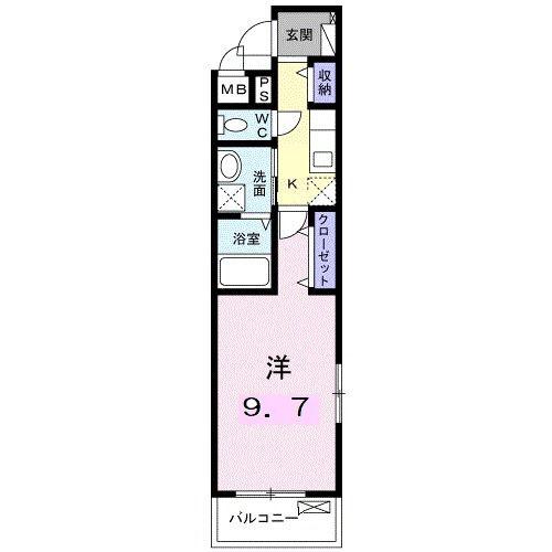 サンセリテ 橘(1K/2階)の間取り写真