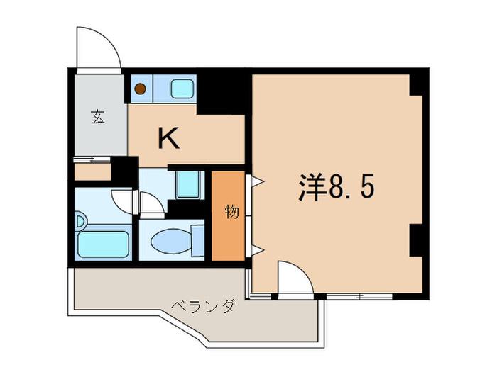 ラフィーネ苦楽園(1K/3階)の間取り写真