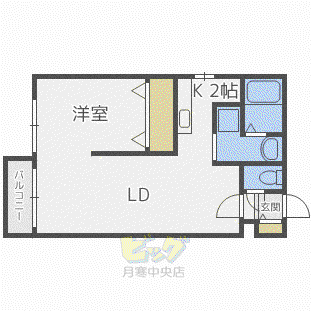 フォンテーヌ福住(1LDK/2階)の間取り写真