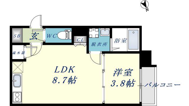 F ASESIA BOEHM(1LDK/3階)の間取り写真