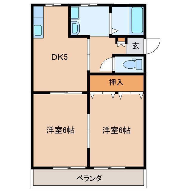 チムニイピアリ(2DK/2階)の間取り写真