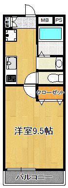 SAKASU HIROO(1K/3階)の間取り写真