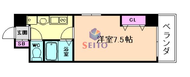 ルート2(1K/2階)の間取り写真