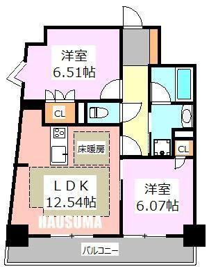 アンビエンテ駒込(2LDK/7階)の間取り写真