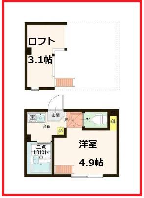 コーポリン(ワンルーム/2階)の間取り写真