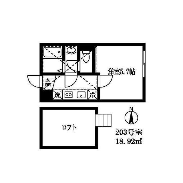 ブリーズ学芸大(1K/2階)の間取り写真