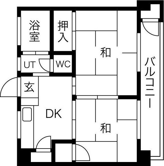 御器所イーストマンション(2DK/2階)の間取り写真