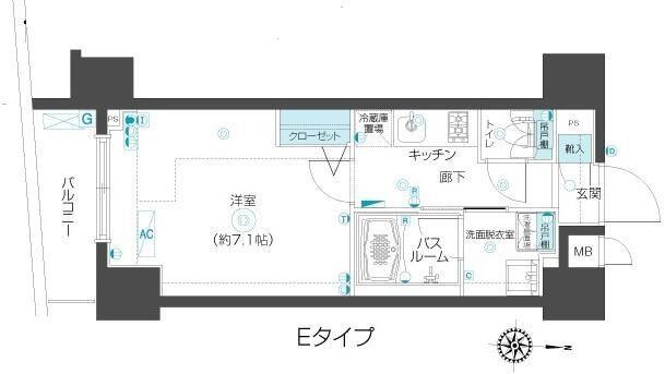 ズーム市谷本村町(1K/9階)の間取り写真