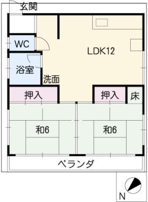 鳥居マンション(2LDK/3階)の間取り写真