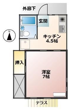 グリーンコーポ(1DK/1階)の間取り写真