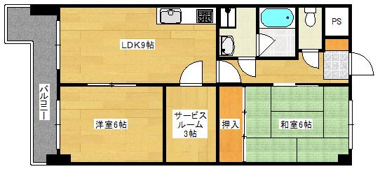 ヴィラ高精III(2SLDK/5階)の間取り写真