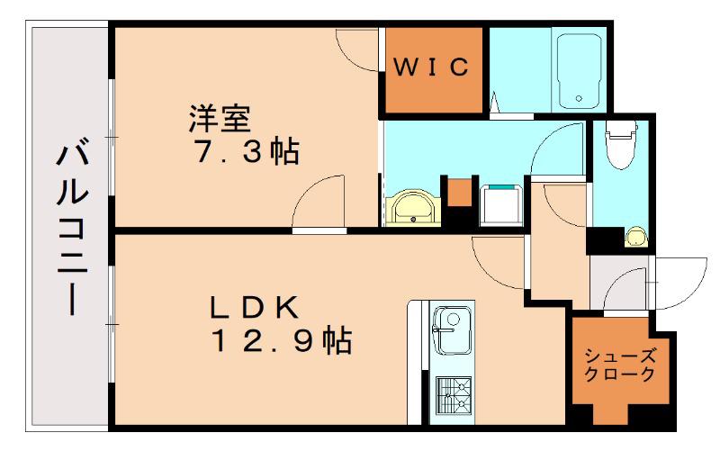 WILL DO中洲(1LDK/5階)の間取り写真