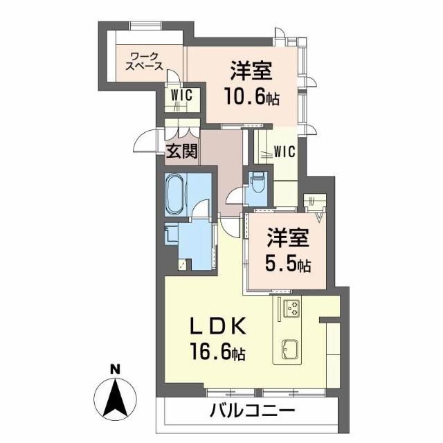 リオリエントオーヴィル(2LDK/3階)の間取り写真
