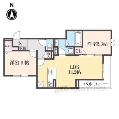 レクエルド(2LDK/1階)の間取り写真