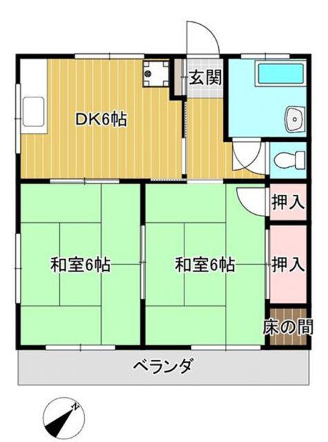 七福マンション平瀬町(2DK/2階)の間取り写真