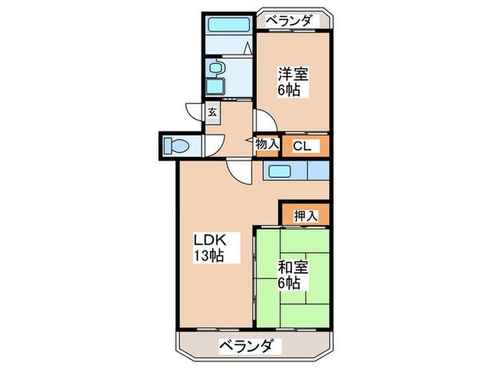 ハイムサンパーク(2LDK/1階)の間取り写真