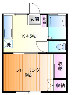 ほのぼの荘(1K/1階)の間取り写真