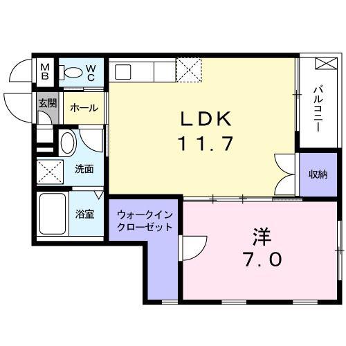 TQHマンション(1LDK/1階)の間取り写真
