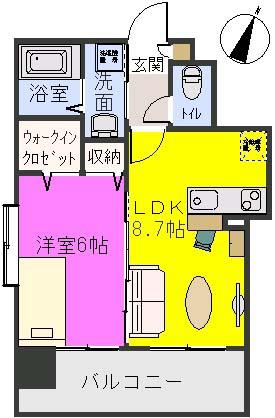 グランシャリオ(1LDK/4階)の間取り写真