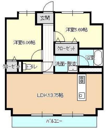 GRANP(2LDK/6階)の間取り写真