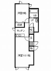 ＪＲ石北本線 新旭川駅 徒歩55分 2階建 築12年(1LDK/1階)の間取り写真