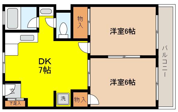 住吉マンション(2DK/3階)の間取り写真