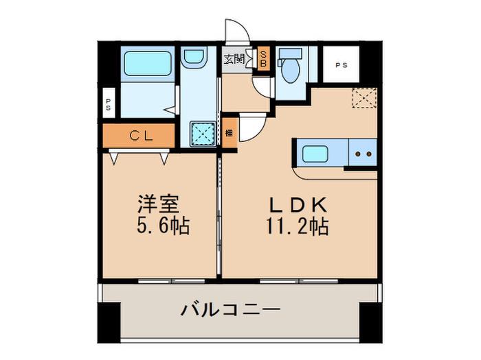 ランドマーク和白(1LDK/2階)の間取り写真