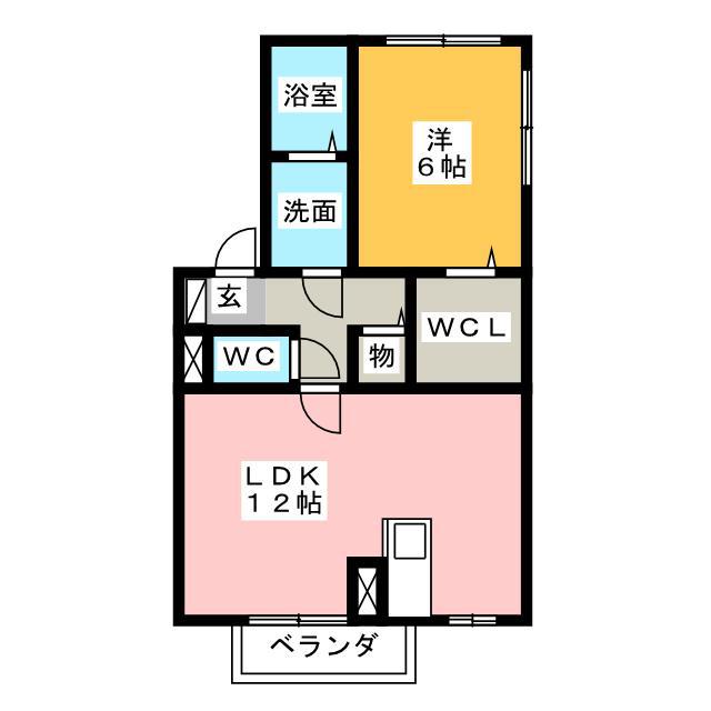 フラワーコートC(1LDK/2階)の間取り写真