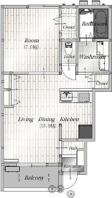 AFC RESIDENCE 馬郡(1LDK/1階)の間取り写真