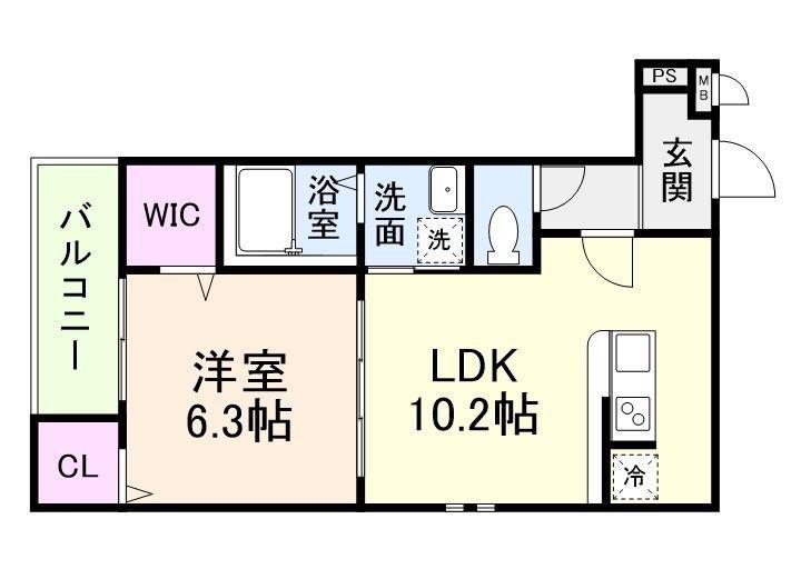 フジパレスSAKURA(1LDK/2階)の間取り写真
