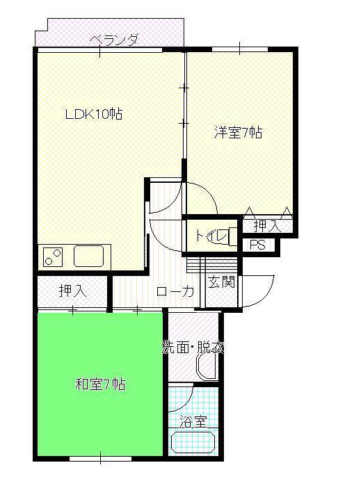パークエステート A(2LDK/1階)の間取り写真