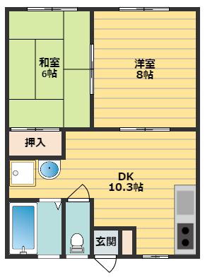 大東ハイツ(2DK/2階)の間取り写真