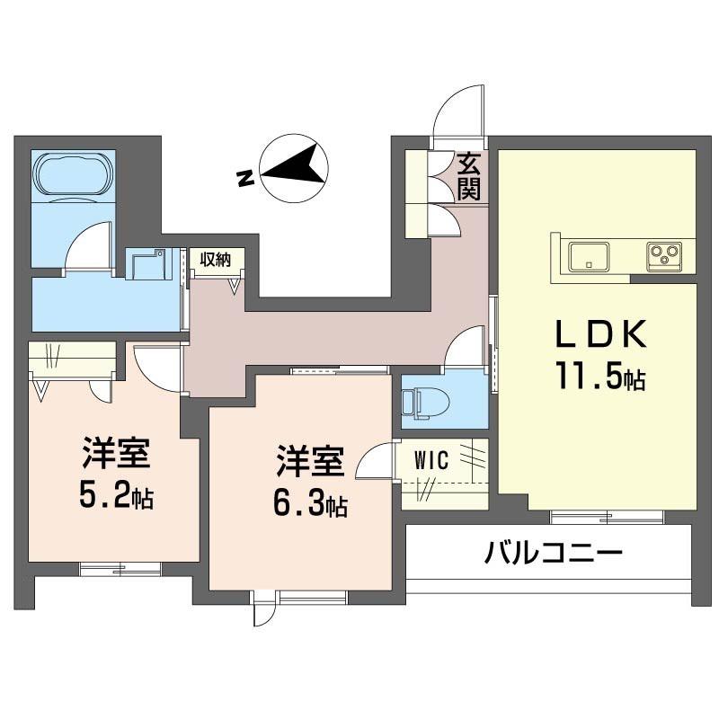 ラ・ルミエール(2LDK/2階)の間取り写真