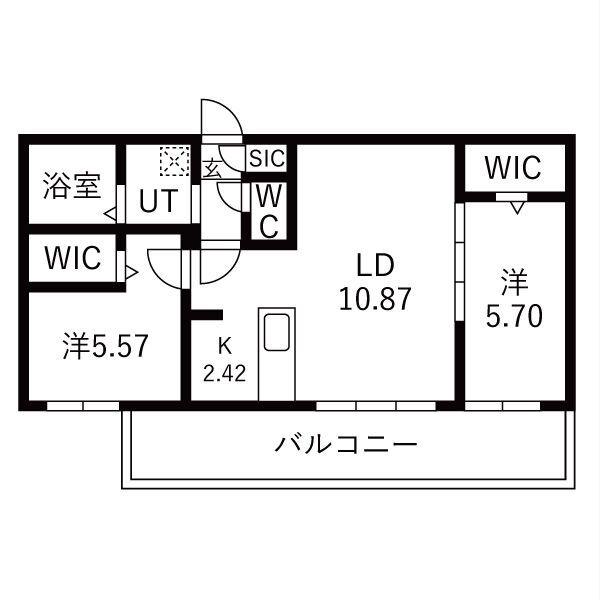 ELITE BASE HOPE II(2LDK/5階)の間取り写真
