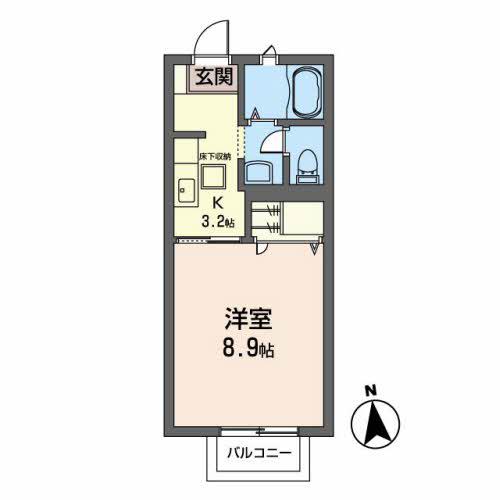 パルシオサウス(1K/1階)の間取り写真