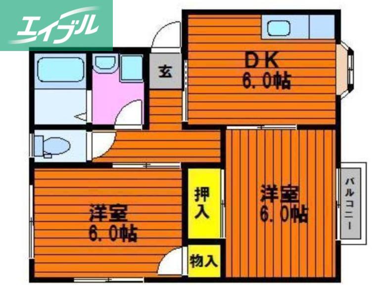 サンハイツ白石 II(2DK/2階)の間取り写真