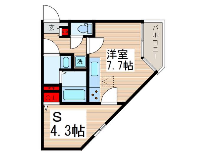 グランエスポワール旭町(ワンルーム/1階)の間取り写真