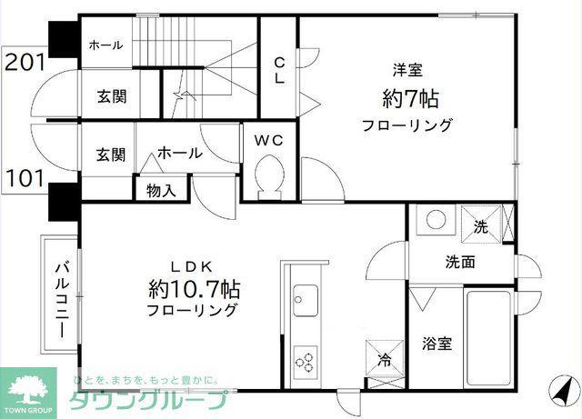ブルーアイリス(1LDK/1階)の間取り写真