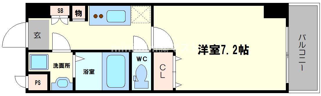 LC天神橋(1K/3階)の間取り写真