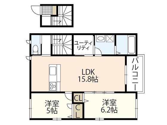 LILA(2SLDK/2階)の間取り写真