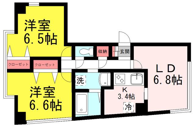 第19ナミキビル(2LDK/3階)の間取り写真