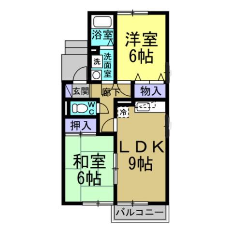シャルム新浜II(2LDK/1階)の間取り写真