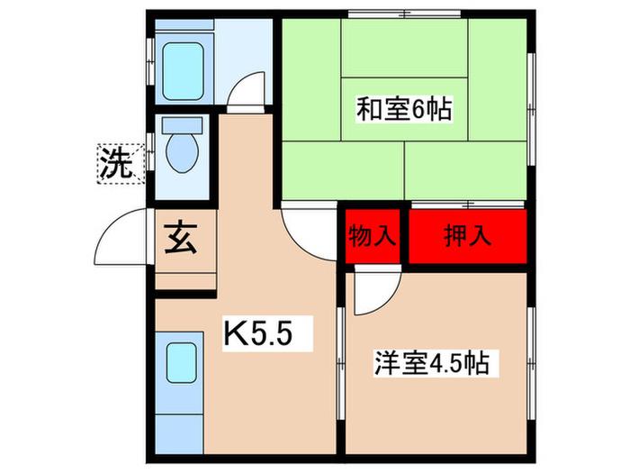 みよし荘(2K/2階)の間取り写真