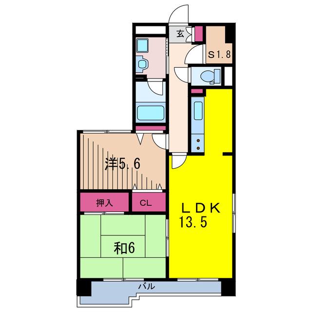 サンコーレジデンス参番館(2SLDK/4階)の間取り写真