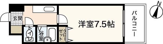 セレッソ竹原(1DK/3階)の間取り写真