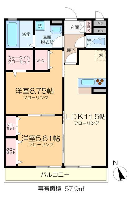 リバーヴィクトワール(2LDK/3階)の間取り写真