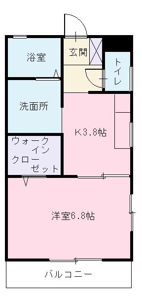 ハイツ松浦(1K/2階)の間取り写真